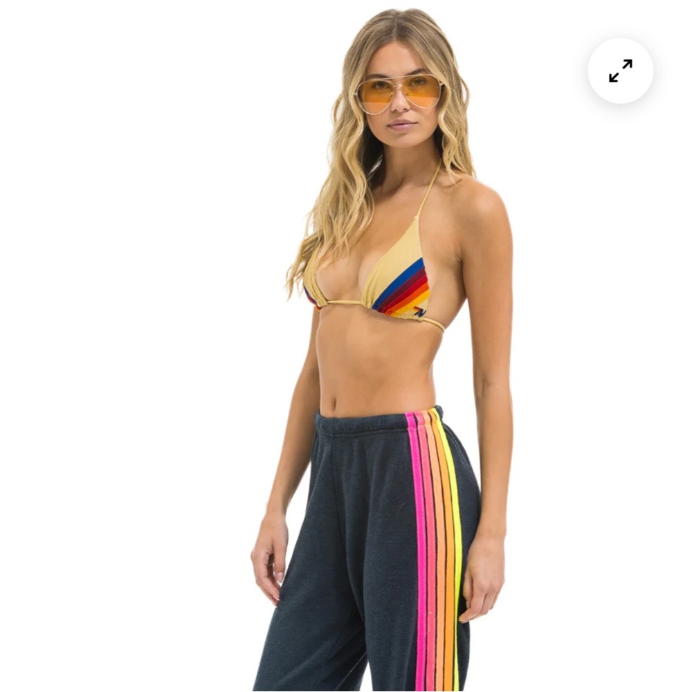 Aviator Nation Navy Joggers with Rainbow Stripes